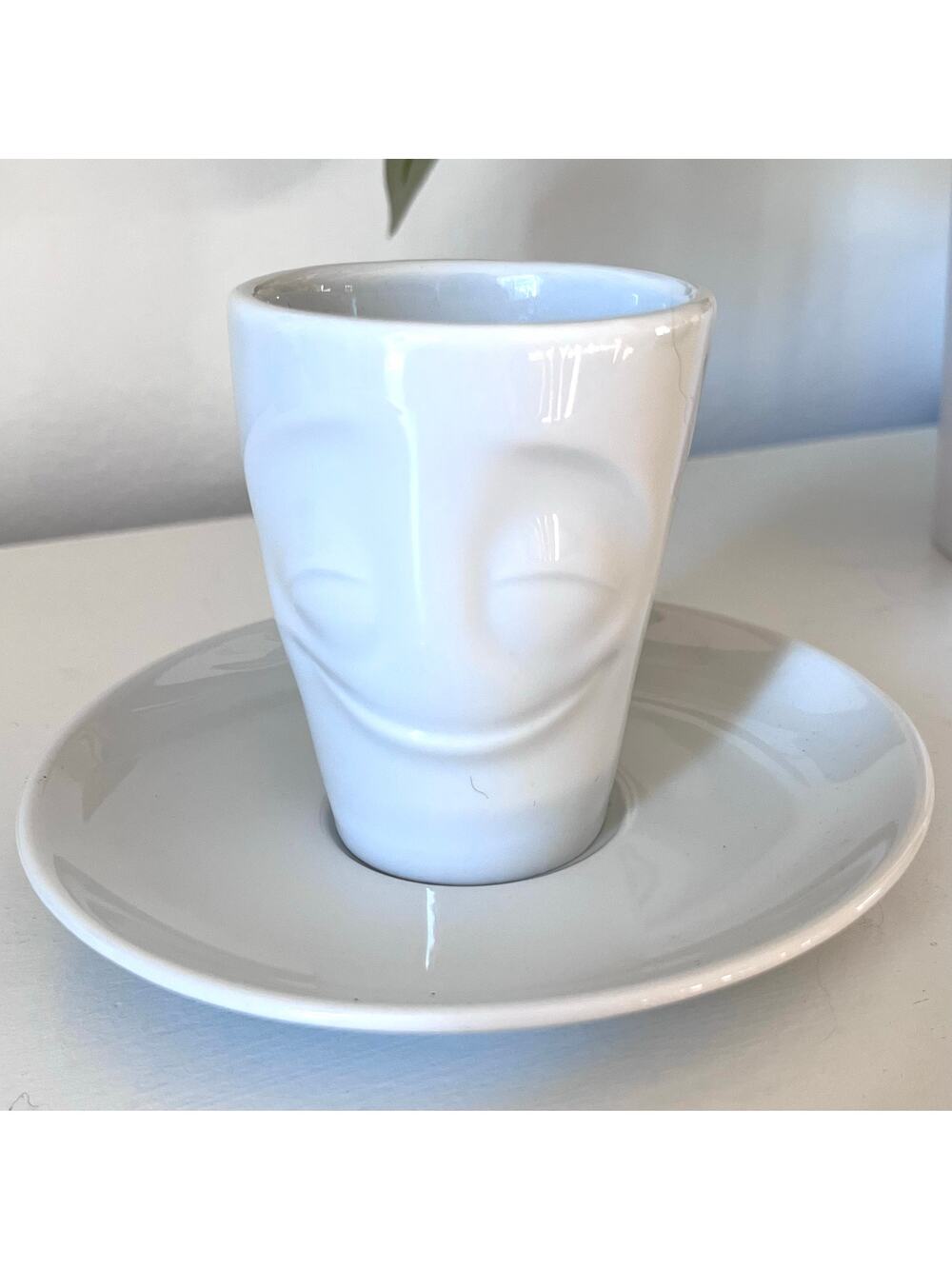 FiftyEight Products Tassen Porcelain Espresso Cup and Saucer Cheery Face Germany